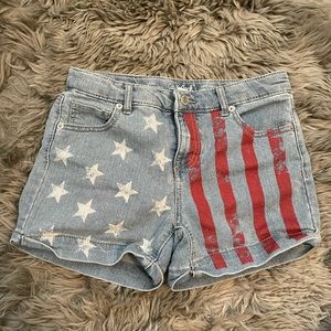 American Flag Denim Shorts